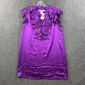 Amanda Uprichard Dress Women’s Medium Purple Ruffles Silk Mini Shift